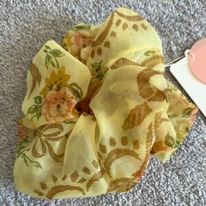 Selkie Yellow Floral Chiffon Hair Scrunchie
